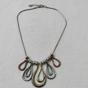 4/$20 Mixed Metal Abstract Pendant Collar Necklace